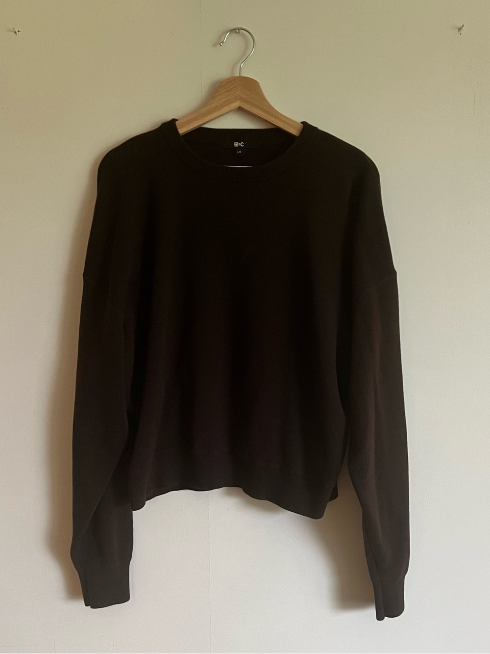 Uniqlo 100% Cotton Crewneck Sweater in Dark Brown